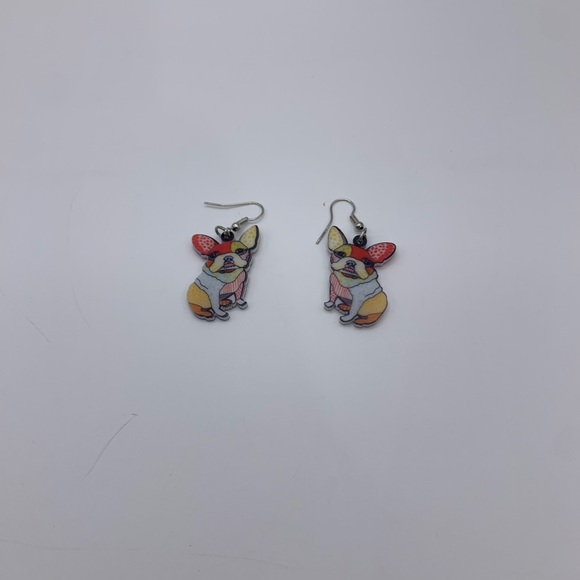 Cute & Adorable Anime Chihuahua Dog Acrylic Colorful Dangle Earrings Brand New! - Picture 2 of 3